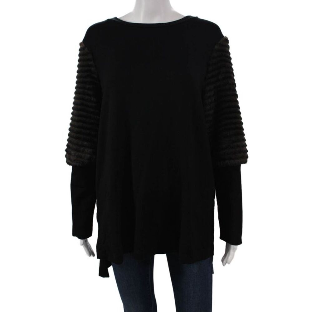 Capote Womens Rayon Boat Neck Long Sleeve Pullover Tunic Black Size L